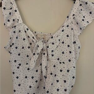 LOFT Black and White Patterned Blouse